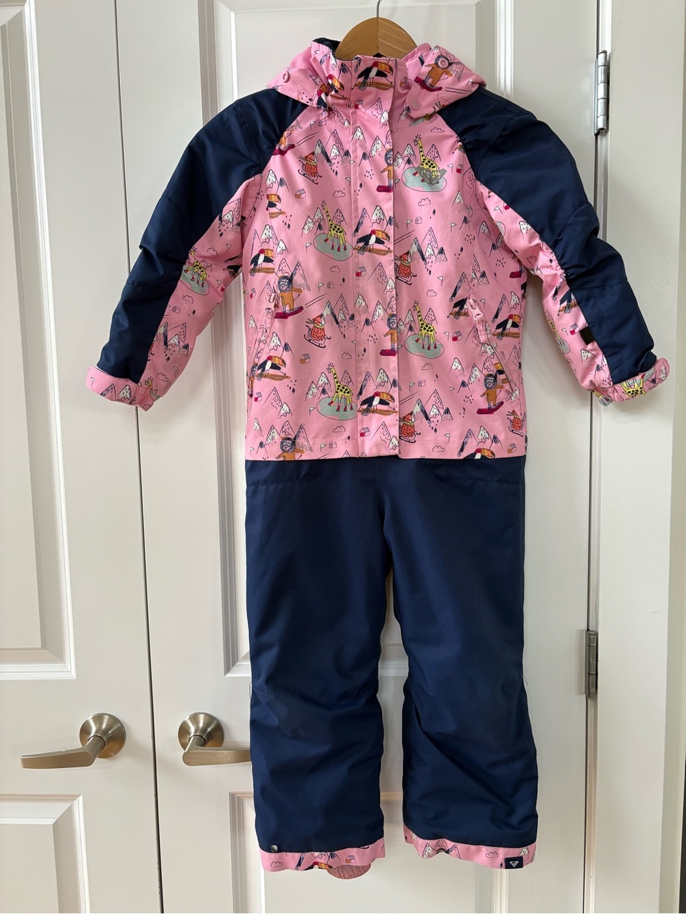 Roxy One Piece Snowsuit Pink and Navy 4T to 5T Ski Suit